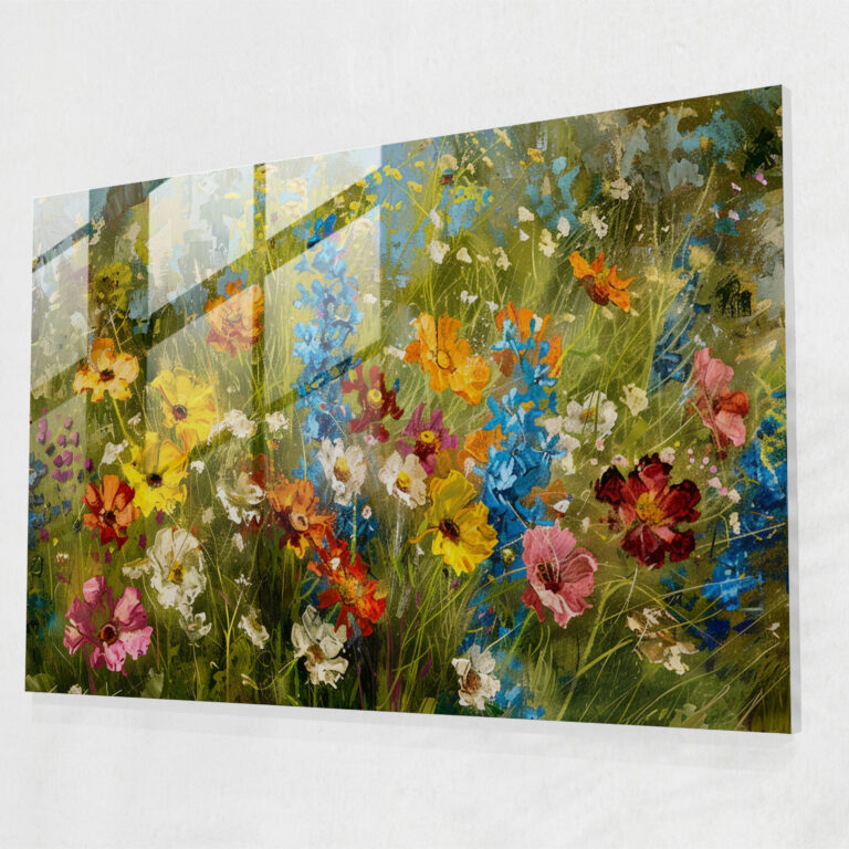 Impressionism Wildflowers Glass Print - Impressionism, Glass Print, Nature, Glass Wall Art