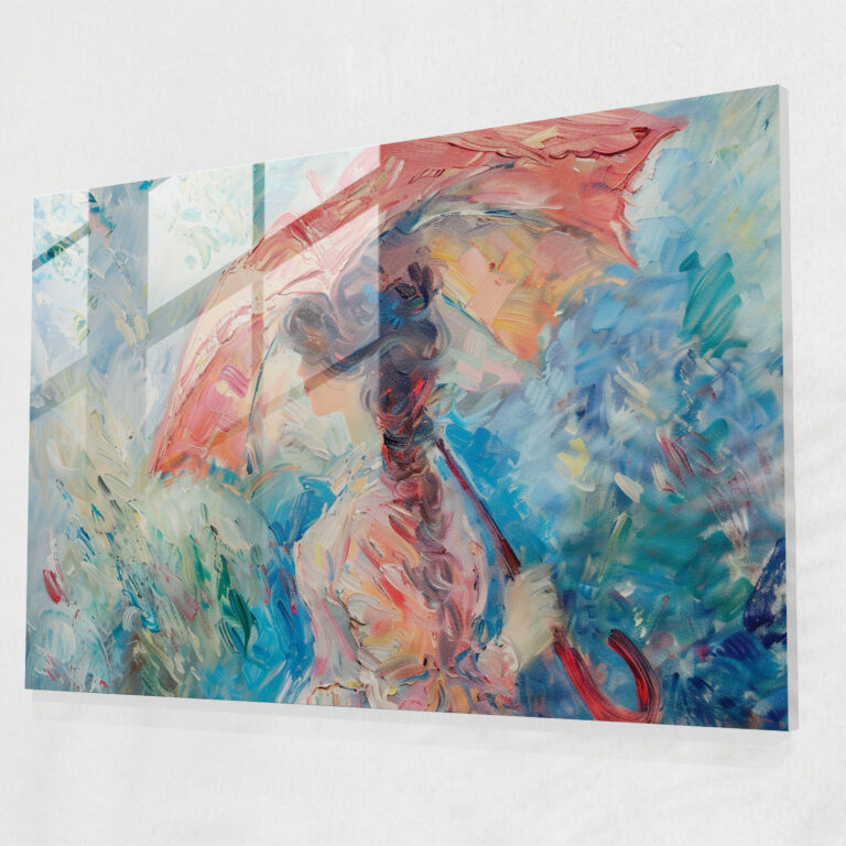 Impressionism Woman With Parasol Home Decoration - Impressionism, Woman, Parasol, Glass Print