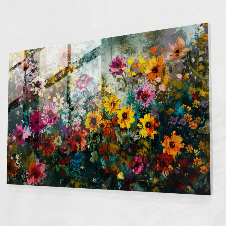 Impressionism Vibrant Flowers Glass Wall Art - Impressionism, Glass Art, Home Decoration, Modern Art