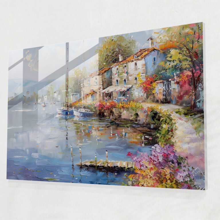 Impressionism Waterfront Landscape Wall Decoration - Impressionism, Glass Wall Art, Impressionism, Modern Art