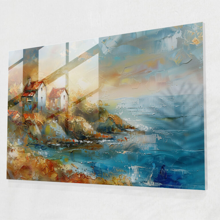 Impressionism Seaside Glass Art - Impressionism, Glass Art, Modern Art, Wall Decoration