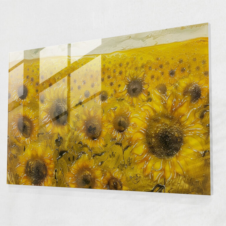 Impressionism Glass Print - Field Of Blooming Sunflowers - Impressionism, Home Decoration, Glass Print, Impressionism