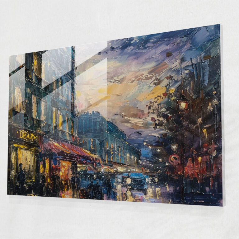 Impressionism Home Decoration - Paris Street Scene At Dusk - Impressionism, Home Decoration, Glass Print, Dusk