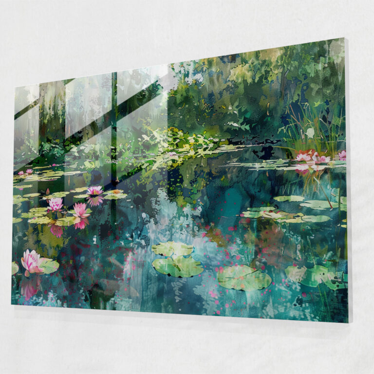 Impressionism Water Lilies Glass Print - Impressionism, Glass Print, Riverside, Impressionism