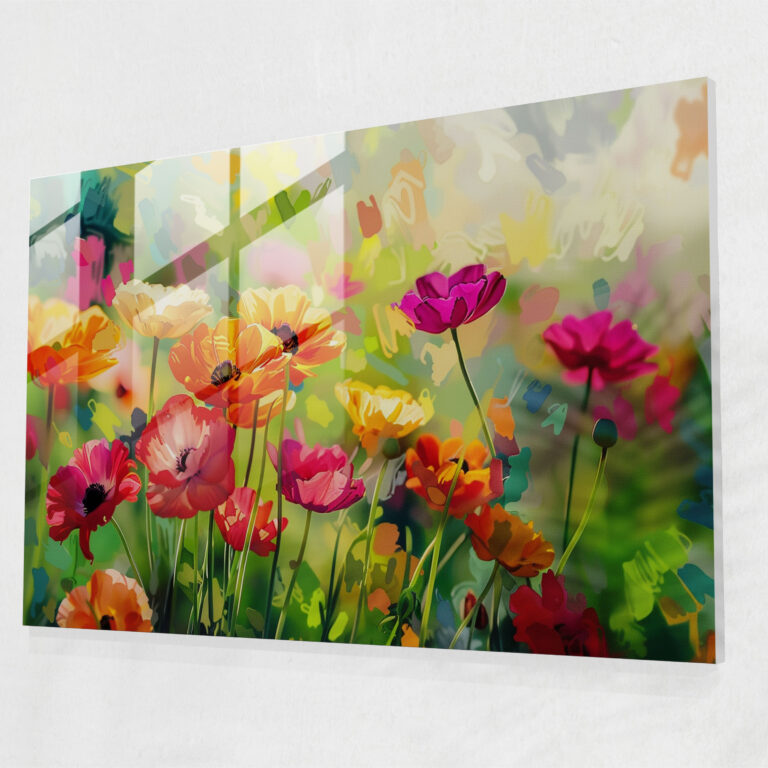 Impressionism Garden Flowers Glass Print - Impressionism, Glass Print, Impressionism, Garden