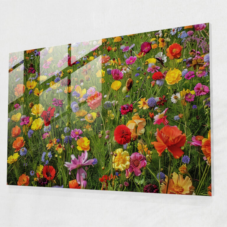 Impressionism Glass Print: Field Of Colorful Flowers - Impressionism, Glass Wall Art, Home Decoration, Impressionism