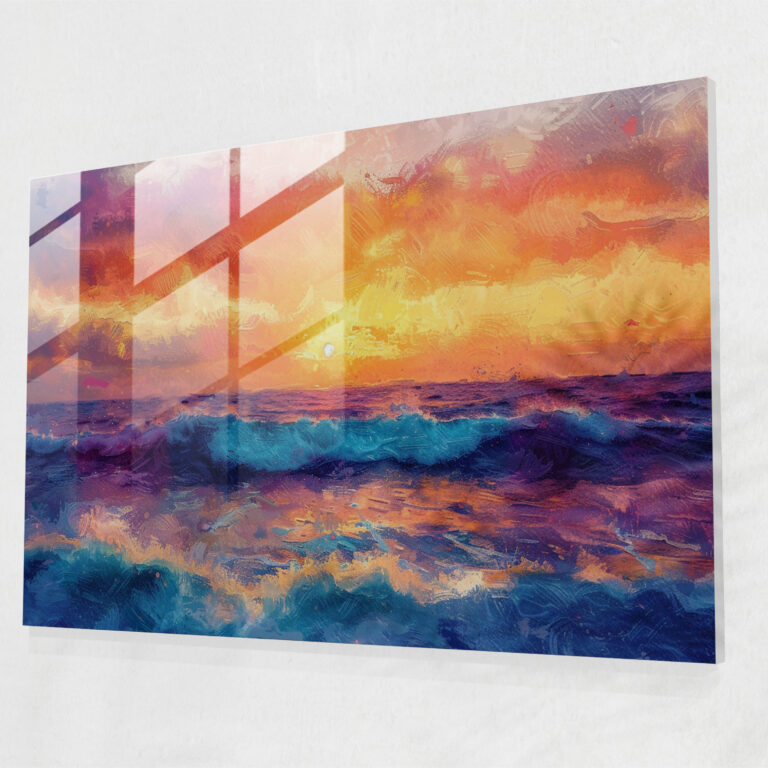 Seaside Sunset Impressionism Wall Decoration - Impressionism, Wall Decoration, Glass Wall Art, Glass Art