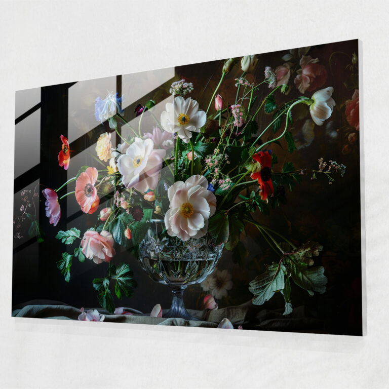 Still Life With Flowers Impressionism Glass Print - Impressionism, Flowers, Wall Decoration, Home Decoration