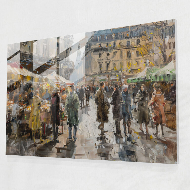 Impressionism Wall Decoration - Bustling Market Square - Impressionism, Impressionism, Shoppers, Wall Decoration