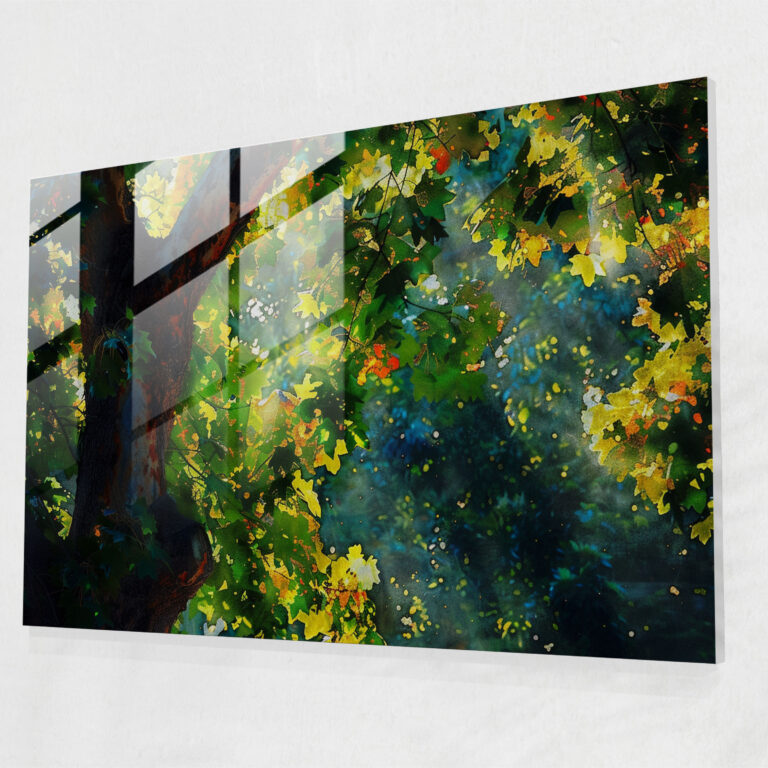 Impressionism Glass Wall Art - Dappled Sunlight Through Trees - Impressionism, Glass Wall Art, Sunlight, Wall Decoration