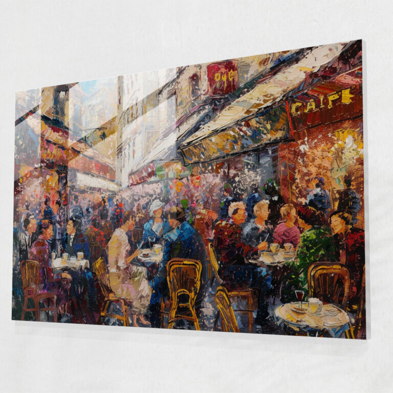 Impressionism Glass Print - Parisian Cafe Scene - Impressionism, Glass Print, Parisian, Cafe Scene