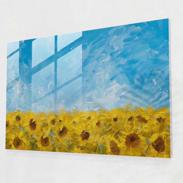 Impressionism Wall Decoration: Sunflower Field - Impressionism, Wall Decoration, Glass Art, Sunflower Field