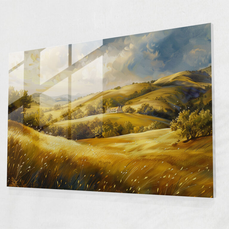 Impressionism Glass Print: Peaceful Countryside - Impressionism, Modern Art, Glass Wall Art, Impressionism