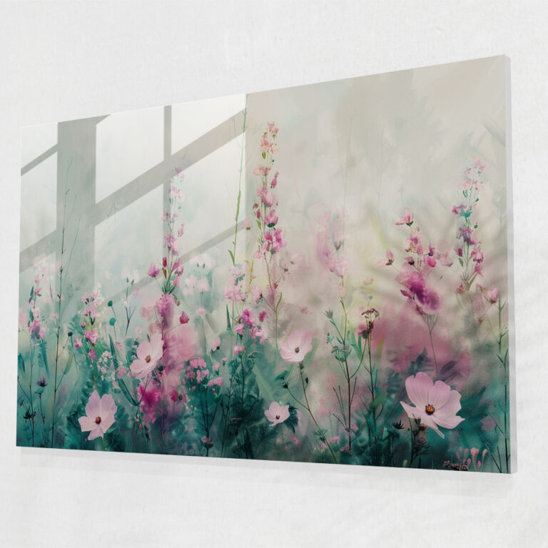 Impressionism Glass Print: Delicate Floral Garden - Impressionism, Modern Art, Home Decoration, Glass Print