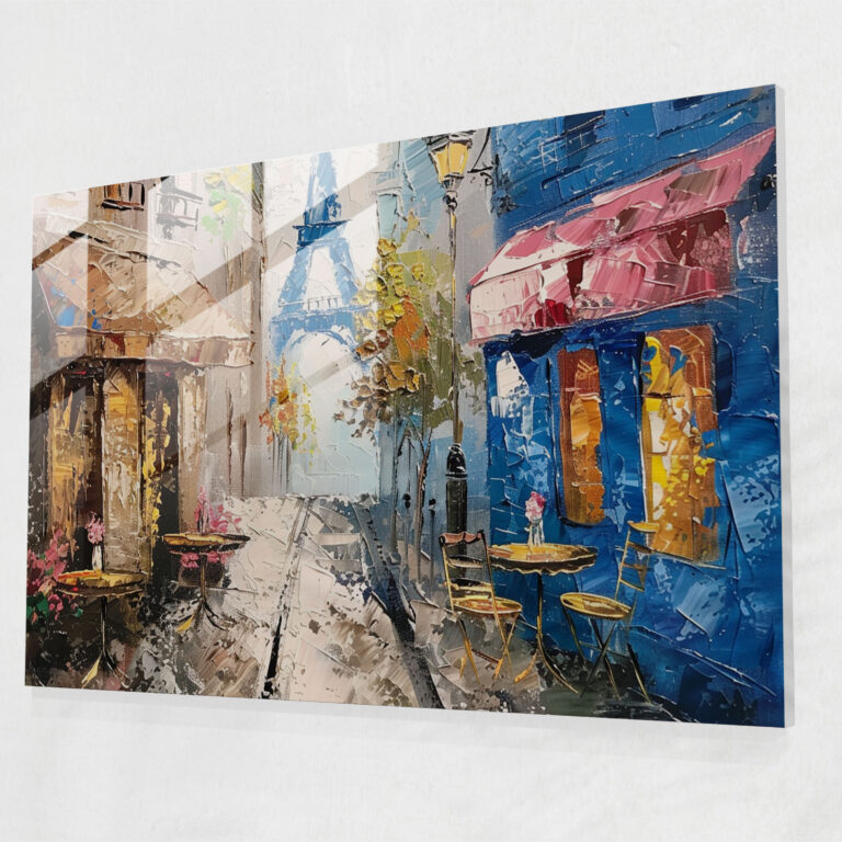 Impressionism Glass Print: Romantic Parisian Street - Impressionism, Glass Print, Glass Wall Art, Impressionism