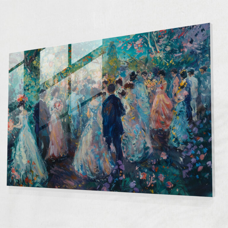 Impressionism Glass Print: Playful Garden Party - Impressionism, Glass Print, Home Decoration, Wall Decoration