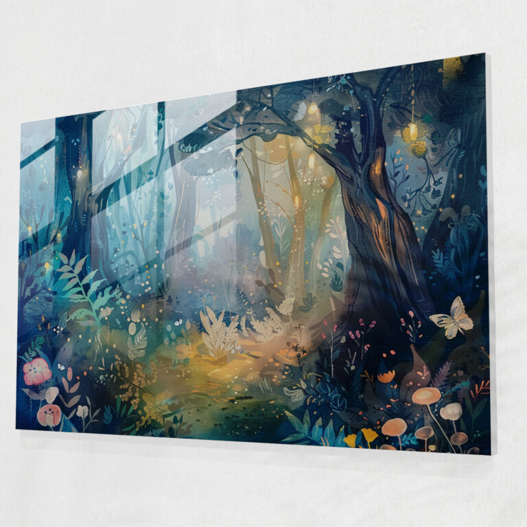Impressionism Glass Print: Whimsical Fairytale Forest - Impressionism, Home Decoration, Glass Art, Wall Decoration