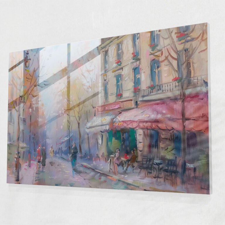 Impressionism Parisian Street Scene In Soft Pastels Wall Decoration - Impressionism, Glass Art, Impressionism, Wall Decoration