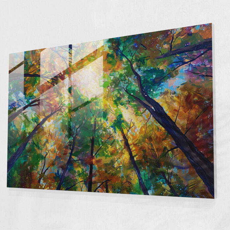 Impressionism Forest Glass Print - Impressionism, Modern Art, Glass Art, Home Decoration