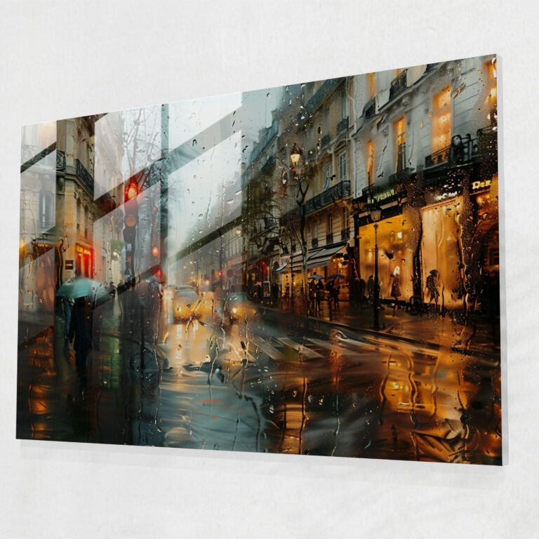 Impressionism Paris Glass Print - Impressionism, Home Decoration, Wall Decoration, Rainy Day