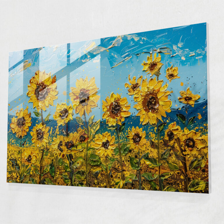 Impressionism Sunflower Glass Wall Art - Impressionism, Field, Glass Wall Art, Modern Art