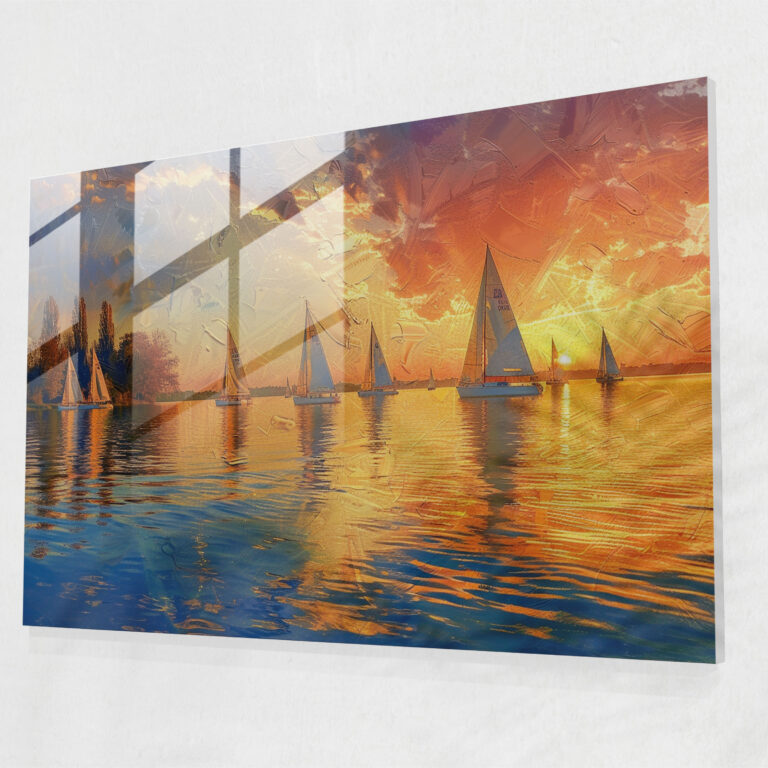 Impressionism Sailboats Glass Print - Impressionism, Glass Wall Art, Glass Print, Wall Decoration