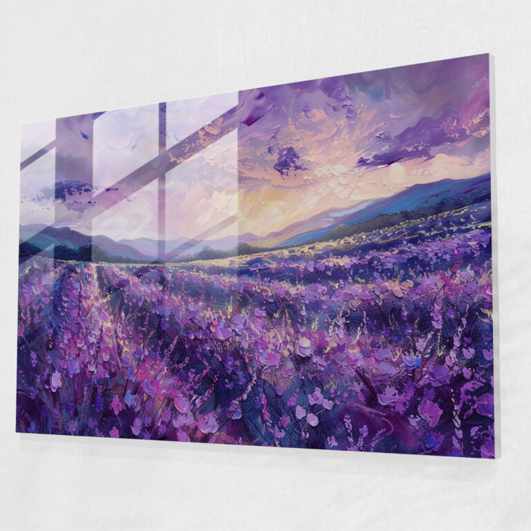 Impressionism Lavender Glass Wall Art - Impressionism, Wall Decoration, Glass Art, Lavender