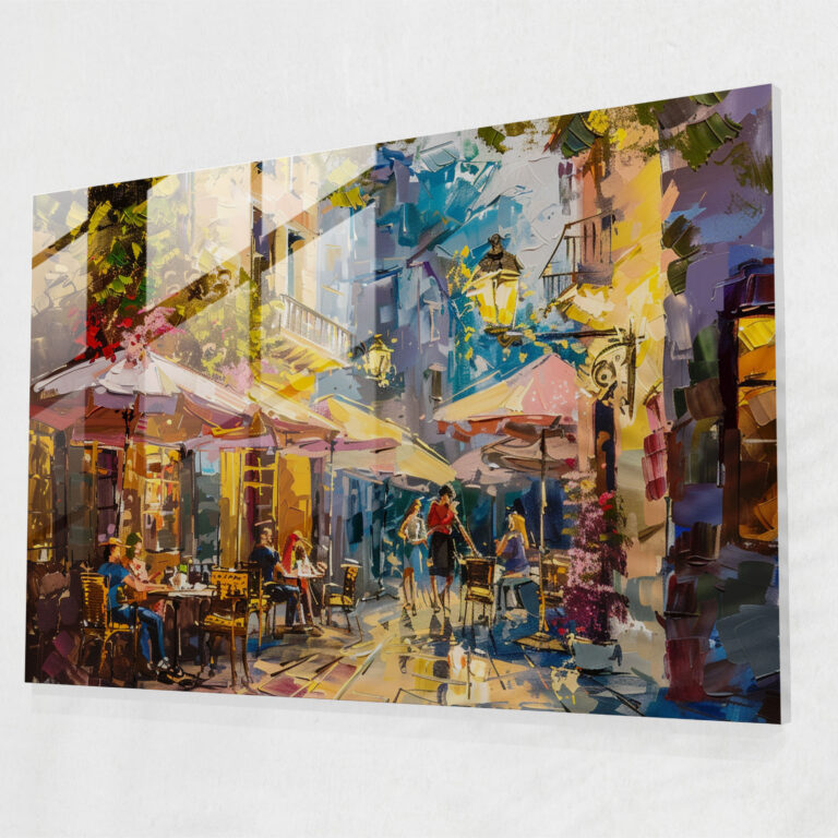 Impressionism Home Decoration - Street Cafe Scene - Impressionism, Home Decoration, Cafe Art, Impressionism