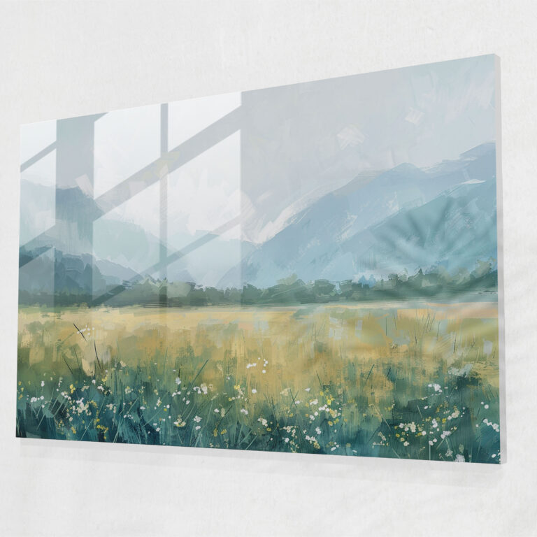 Impressionism Wall Decoration - Meadow Mountains Landscape - Impressionism, Wall Decoration, Glass Print, Impressionism