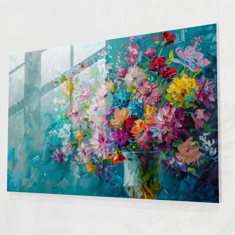 Impressionism Glass Art - Vibrant Flower Bouquet - Impressionism, Glass Art, Home Decoration, Impressionism