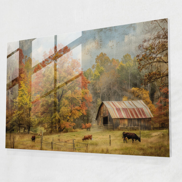 Impressionism Wall Decoration - Countryside Barn Cows - Impressionism, Landscape Art, Impressionism, Wall Decoration