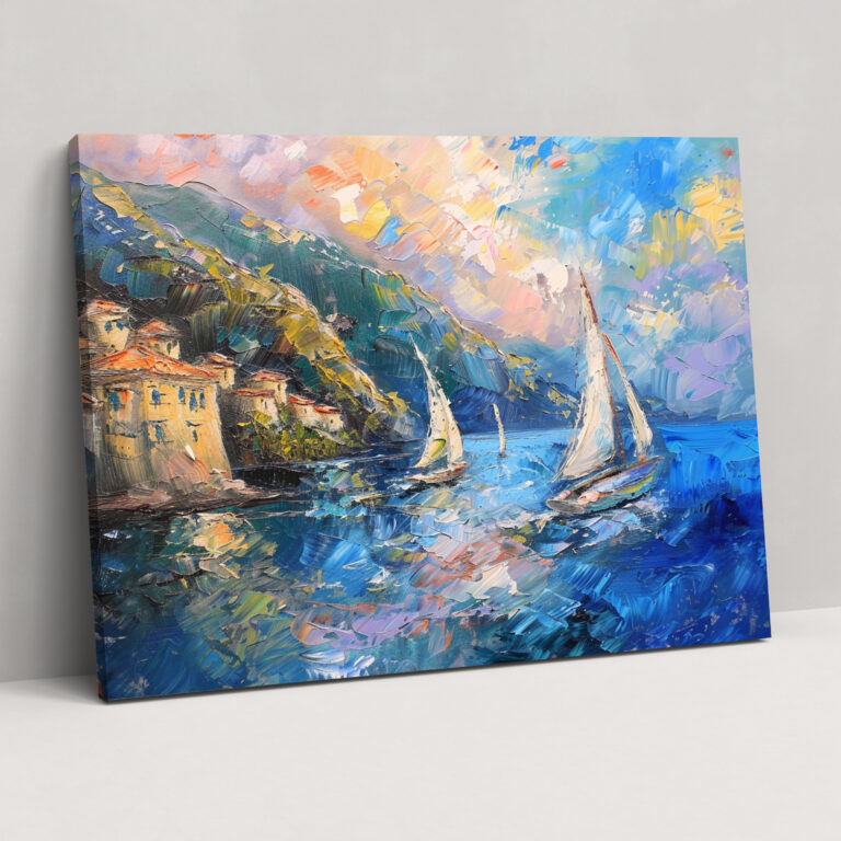 Seaside Impressionism Canvas Print - Impressionism, Sailboats, Seaside, Canvas