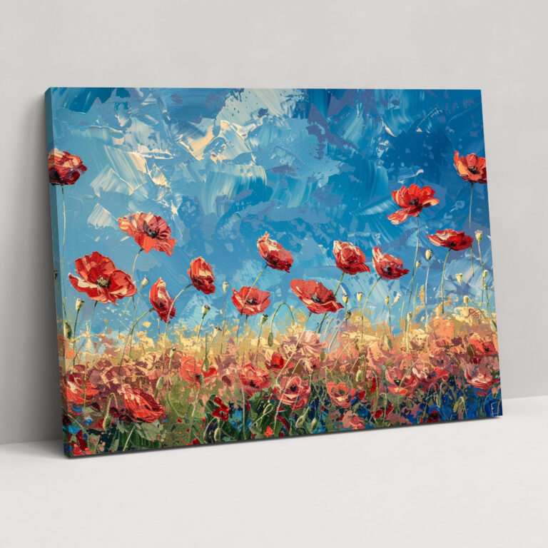 Poppies Impressionism Canvas Print - Impressionism, Canvas, Home Decoration, Blue Sky
