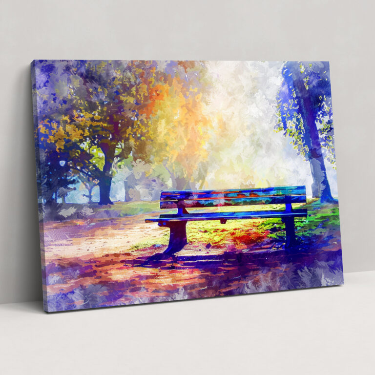 Impressionism Park Bench Canvas Print - Impressionism, Canvas Wall Art, Wall Art, Canvas Print