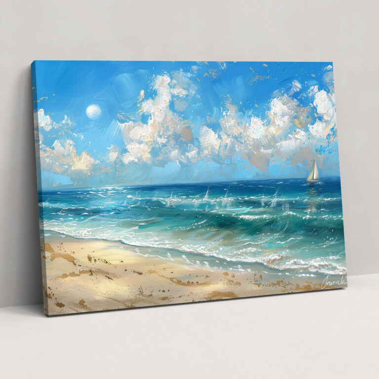 Serene Beach Scene Impressionism Wall Art - Impressionism, Canvas Wall Art, Impressionism, Canvas