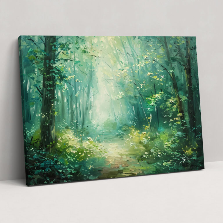 Lush Green Forest In The Mist Impressionism Canvas Wall Art - Impressionism, Canvas Print, Home Decoration, Impressionism