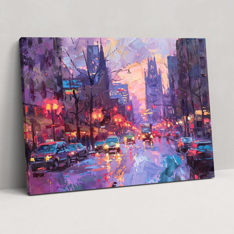 Impressionism Cityscape At Dusk Canvas Print - Impressionism, Canvas Wall Art, Wall Art, Impressionism