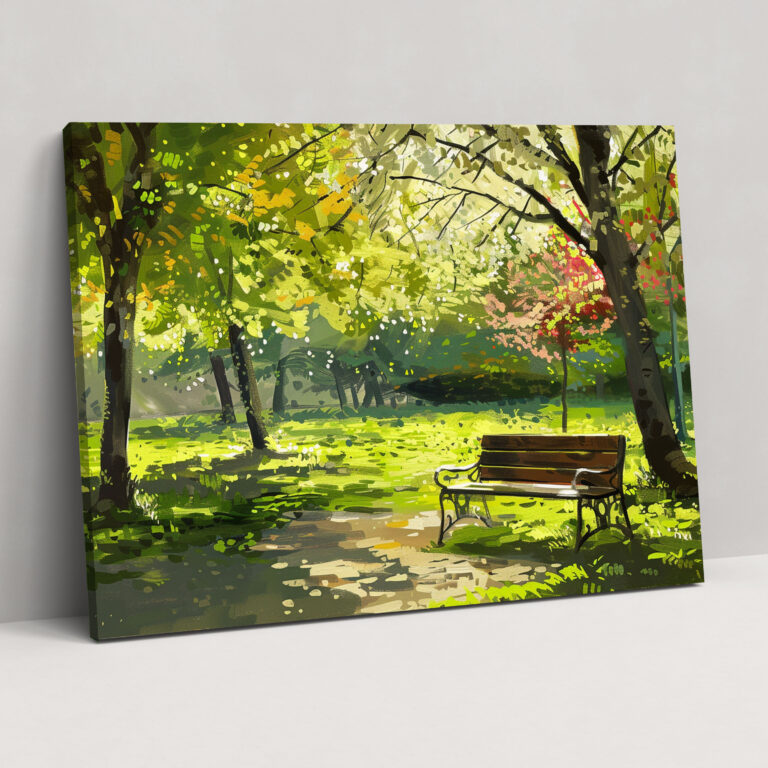 Impressionism City Park In Spring Canvas Print - Impressionism, Canvas Print, Home Decoration, Canvas