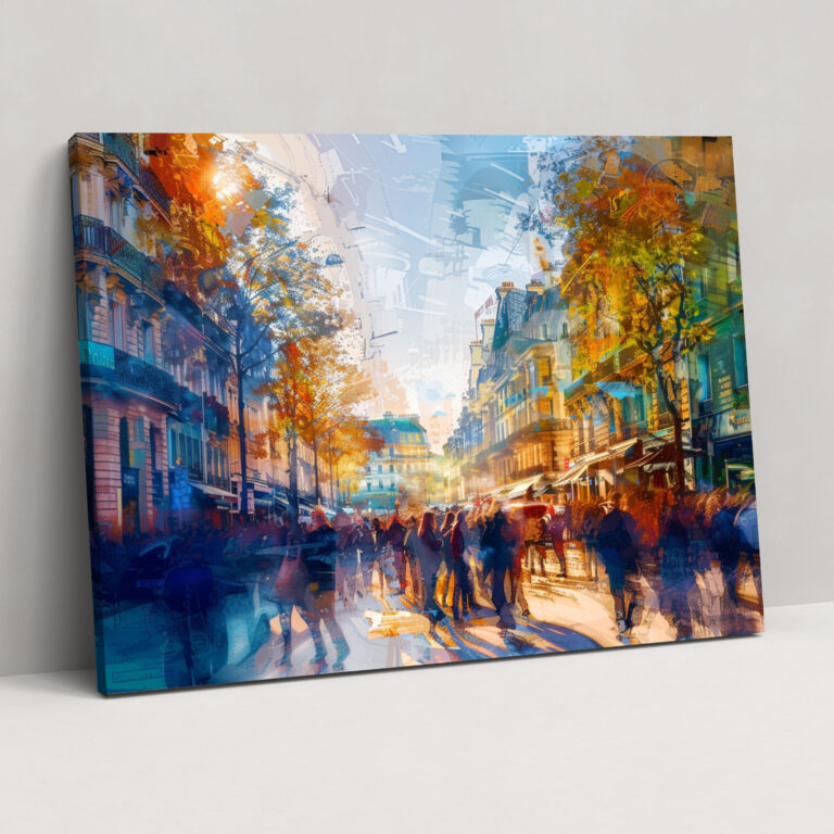 Impressionism Vibrant City Street Canvas Print - Impressionism, Canvas, Wall Art, Home Decoration