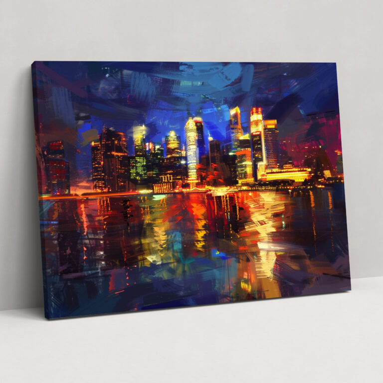 Impressionism Night Cityscape Canvas Print - Impressionism, Home Decoration, Impressionism, Wall Decoration