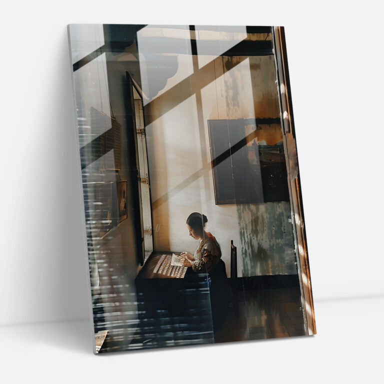 Johannes Vermeer Glass Print - Woman Reading A Letter - Johannes Vermeer, Wall Decoration, Johannes Vermeer, Home Decoration