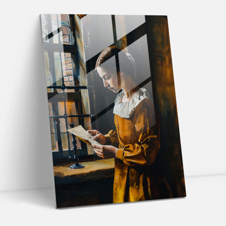 Johannes Vermeer Glass Print - Woman Reading A Letter - Johannes Vermeer, Modern Art, Glass Art, Home Decoration