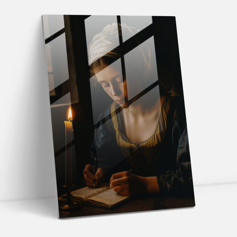 Johannes Vermeer Glass Print - Young Woman Writing A Letter - Johannes Vermeer, Glass Print, Modern Art, Wall Decoration
