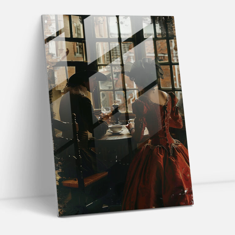 Johannes Vermeer Wall Decoration - Man And Woman At A Table - Johannes Vermeer, Glass Wall Art, Romantic, Home Decoration
