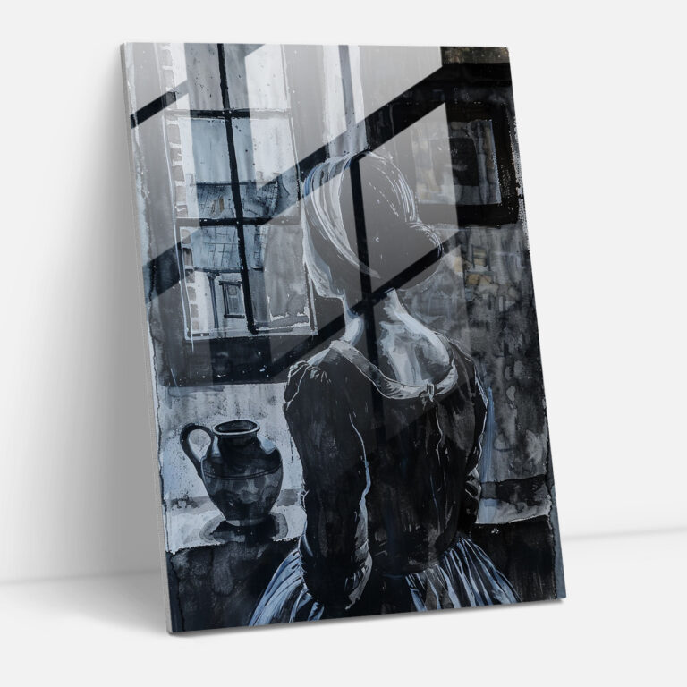Johannes Vermeer Glass Print - Woman With A Water Jug - Johannes Vermeer, Modern Art, Domestic Scene, Glass Art