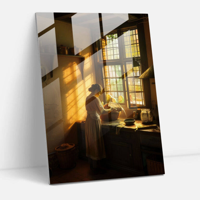 Johannes Vermeer Glass Print - Woman Pouring Water - Johannes Vermeer, Modern Art, Glass Art, Johannes Vermeer