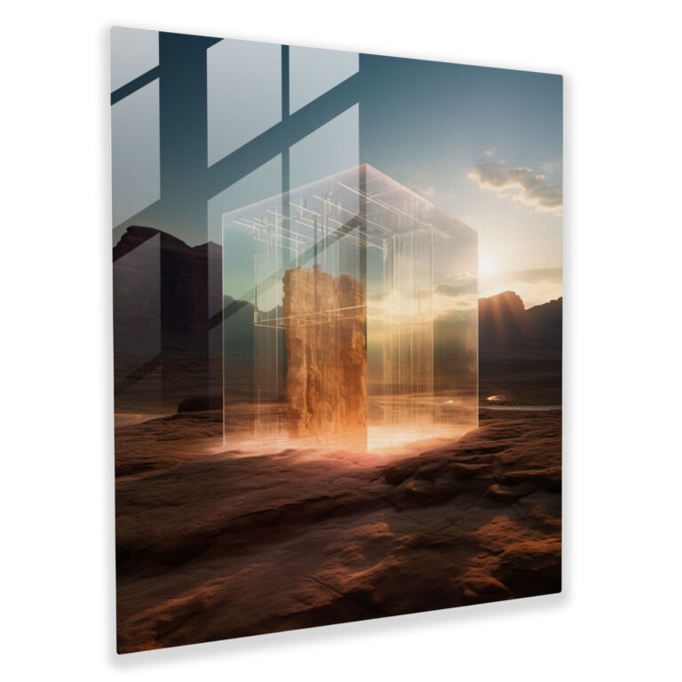 Serene Desert Kaaba Glass Print - Kaaba, Wall Decoration, Peaceful Ambiance, Desert Landscape