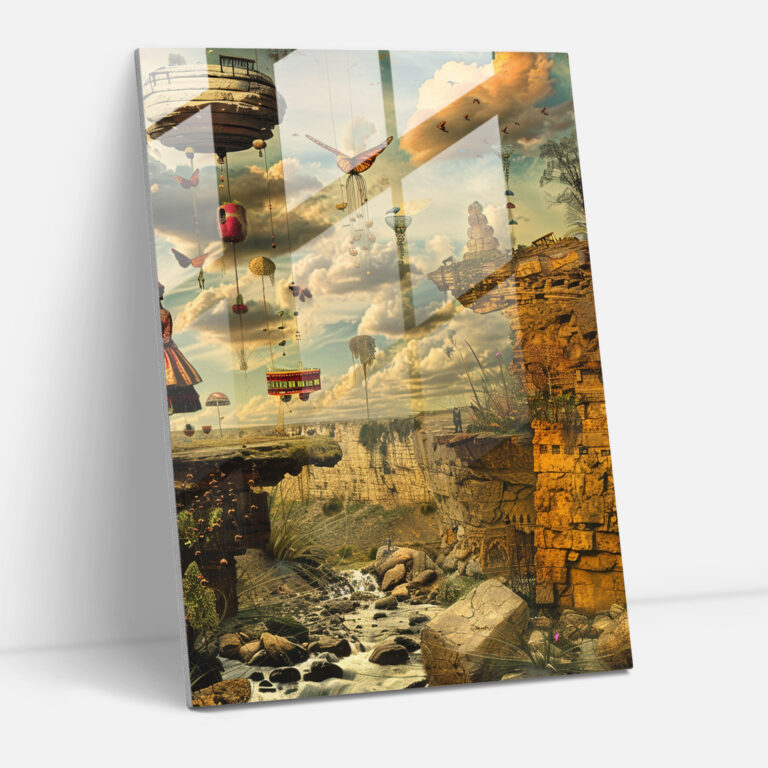 Dreamy Escape Glass Print - Frida Kahlo Eserleri, Glass Print, Home Decoration, Floating Objects