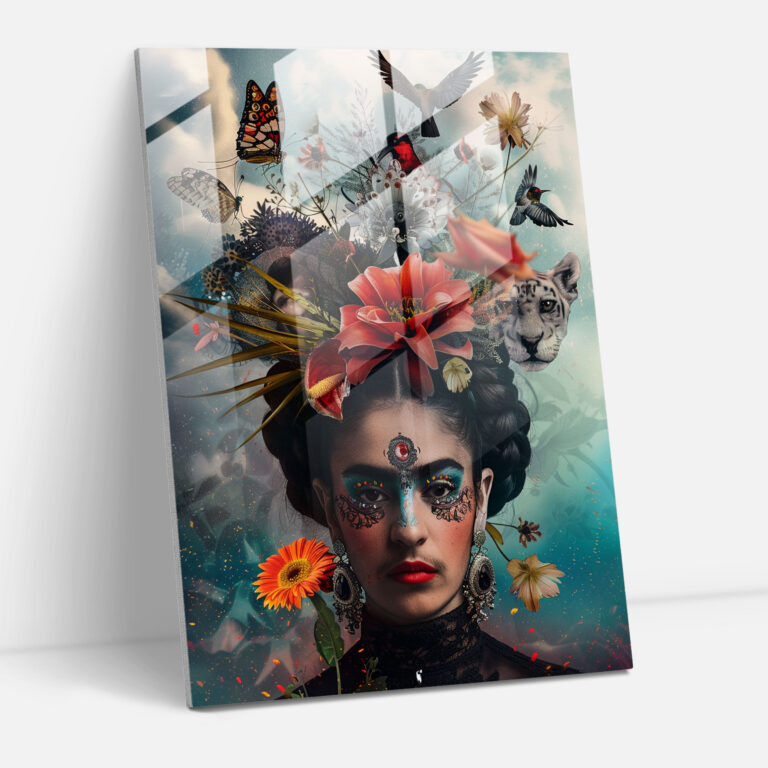 Frida Kahlo Style Glass Wall Art Decor - Frida Kahlo Eserleri, Glass Wall Art, Frida Kahlo Style, Wall Decoration
