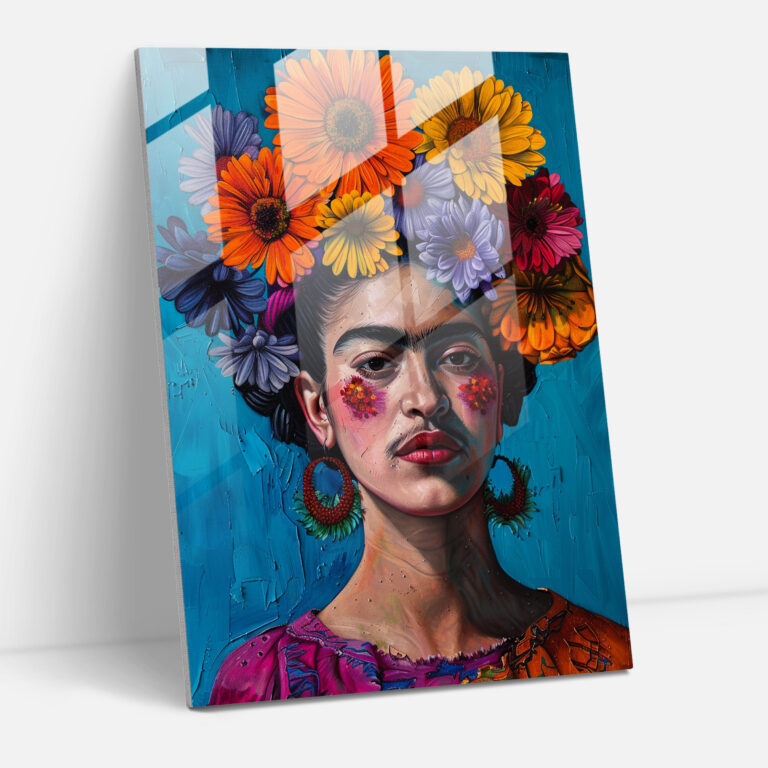 Frida Kahlo Style Glass Print - Frida Kahlo Eserleri, Frida Kahlo Style, Home Decoration, Modern Art